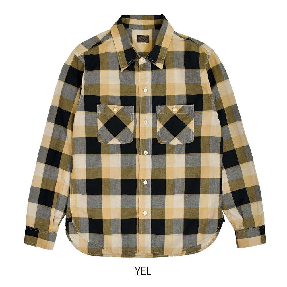 デラックスウエア (DELUXEWARE) 50s CHECK PATTERN 長袖チェックシャツ LV-31 YEL