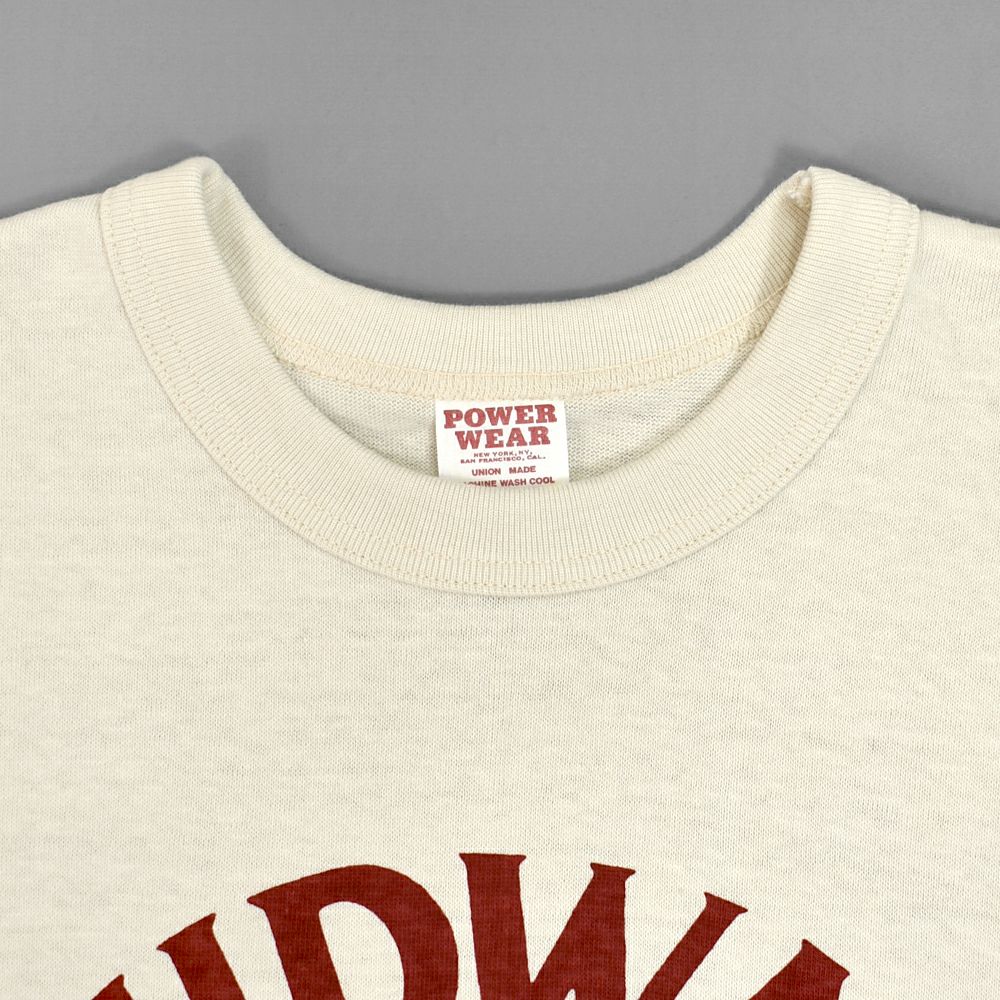 フリーホイーラーズ (FREEWHEELERS) -MIDWAY GASOLINE- Vintage Style Medium Weight Jersey STRAW CREAM / FADE NAVY 半袖プリントTシャツ 2525009