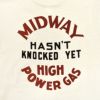 フリーホイーラーズ (FREEWHEELERS) -MIDWAY GASOLINE- Vintage Style Medium Weight Jersey STRAW CREAM / FADE NAVY 半袖プリントTシャツ 2525009