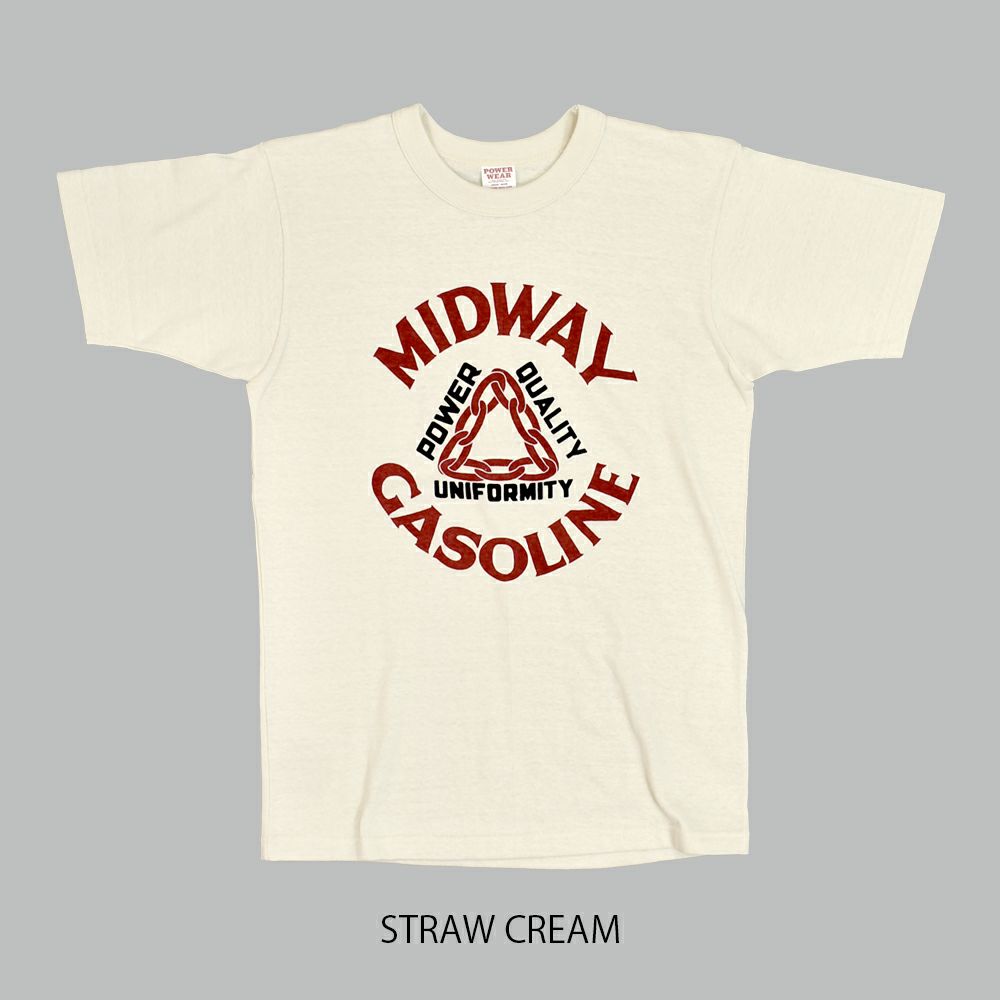 フリーホイーラーズ (FREEWHEELERS) -MIDWAY GASOLINE- Vintage Style Medium Weight Jersey STRAW CREAM / FADE NAVY 半袖プリントTシャツ 2525009 STRAW CREAM