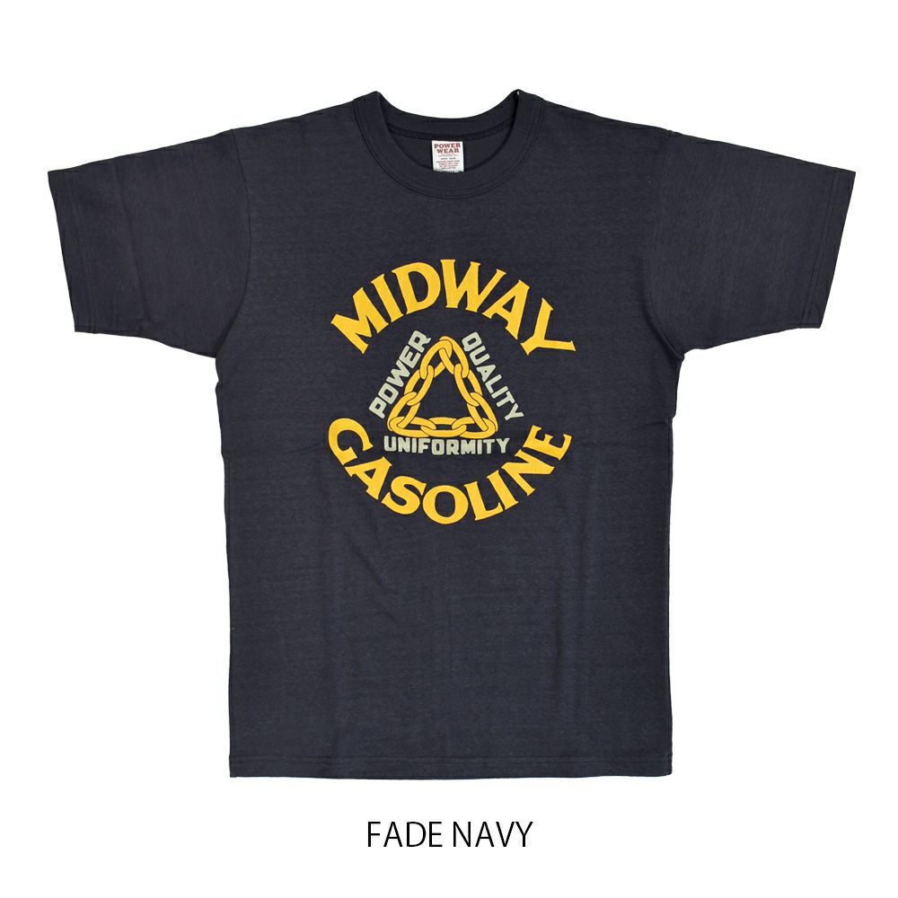 フリーホイーラーズ (FREEWHEELERS) -MIDWAY GASOLINE- Vintage Style Medium Weight Jersey STRAW CREAM / FADE NAVY 半袖プリントTシャツ 2525009 FADE NAVY