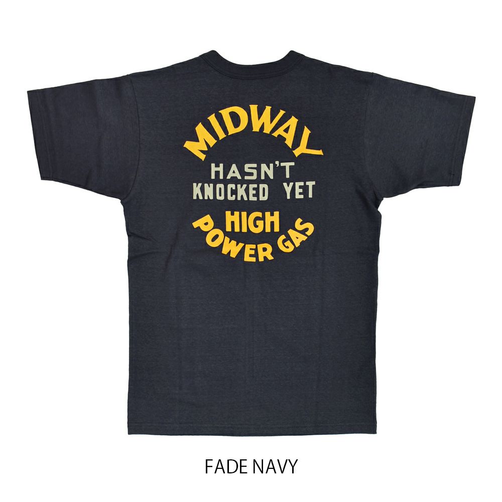 フリーホイーラーズ (FREEWHEELERS) -MIDWAY GASOLINE- Vintage Style Medium Weight Jersey STRAW CREAM / FADE NAVY 半袖プリントTシャツ 2525009 FADE NAVY