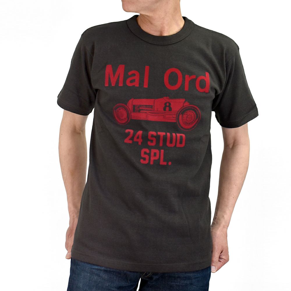 フリーホイーラーズ (FREEWHEELERS) -Mal Ord- Vintage Style Medium Weight Jersey JET BLACK 半袖プリントTシャツ フロッキープリント 2525016