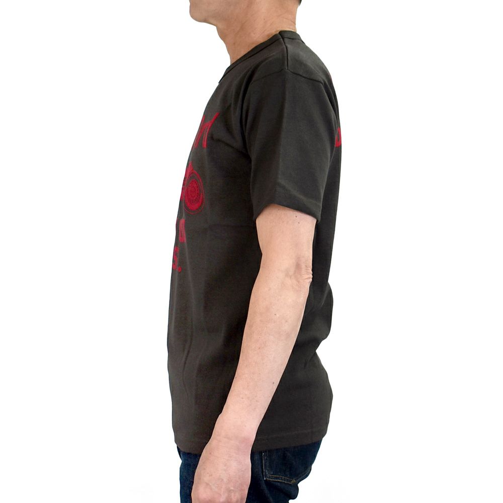 フリーホイーラーズ (FREEWHEELERS) -Mal Ord- Vintage Style Medium Weight Jersey JET BLACK 半袖プリントTシャツ フロッキープリント 2525016