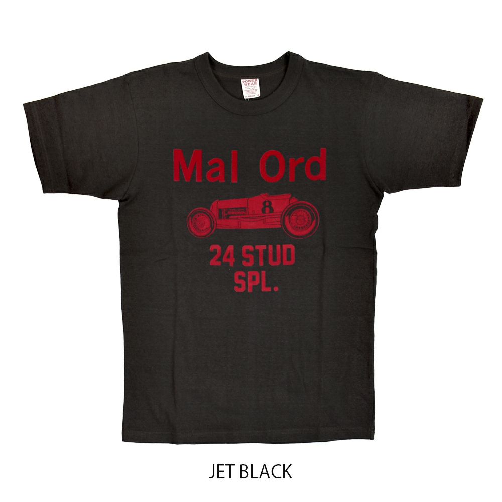 フリーホイーラーズ (FREEWHEELERS) -Mal Ord- Vintage Style Medium Weight Jersey JET BLACK 半袖プリントTシャツ フロッキープリント 2525016 JET BLACK