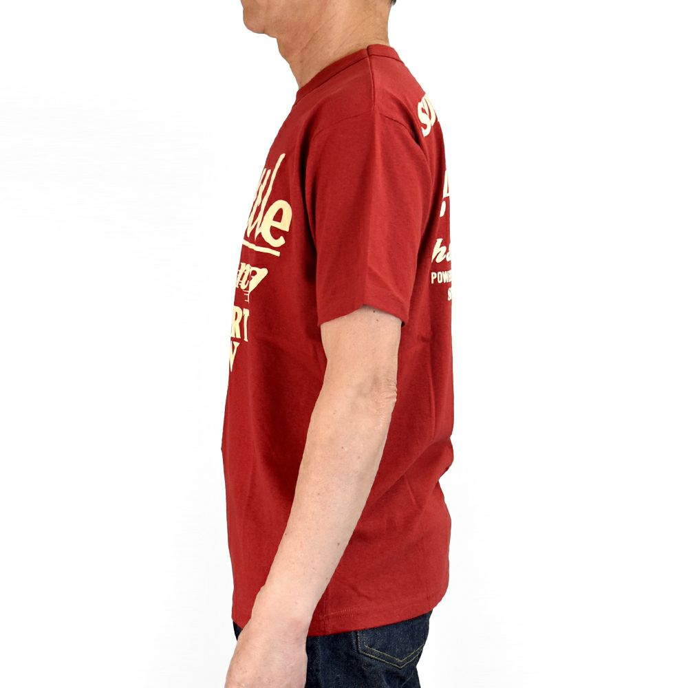 フリーホイーラーズ (FREEWHEELERS) -Throttle Racing- SUPPORT CREW Vintage Style Light Weight Jersey CHILI 半袖プリントTシャツ フロッキープリント 2525015