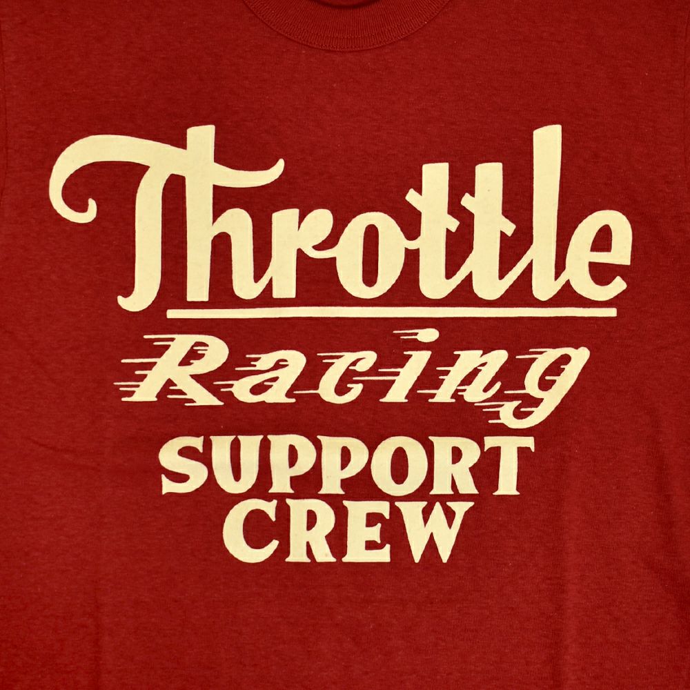 フリーホイーラーズ (FREEWHEELERS) -Throttle Racing- SUPPORT CREW Vintage Style Light Weight Jersey CHILI 半袖プリントTシャツ フロッキープリント 2525015