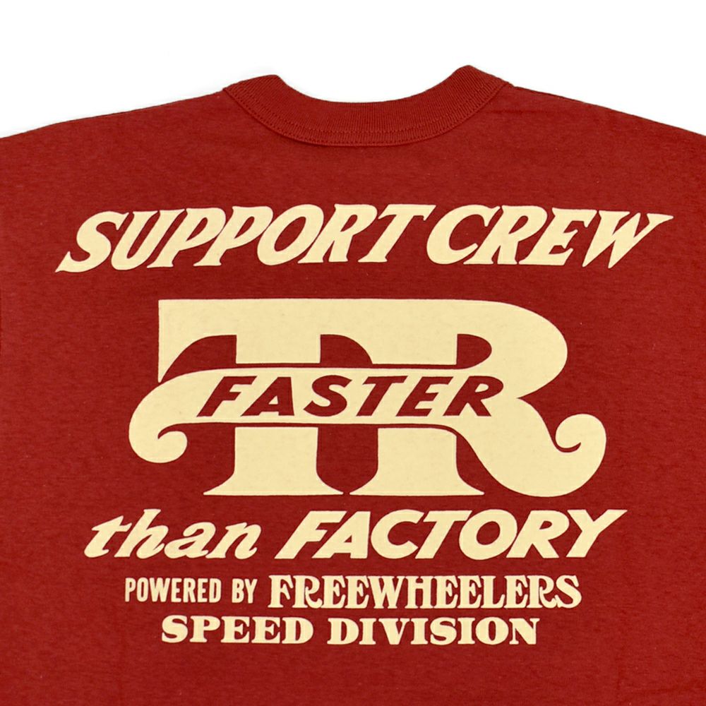 フリーホイーラーズ (FREEWHEELERS) -Throttle Racing- SUPPORT CREW Vintage Style Light Weight Jersey CHILI 半袖プリントTシャツ フロッキープリント 2525015