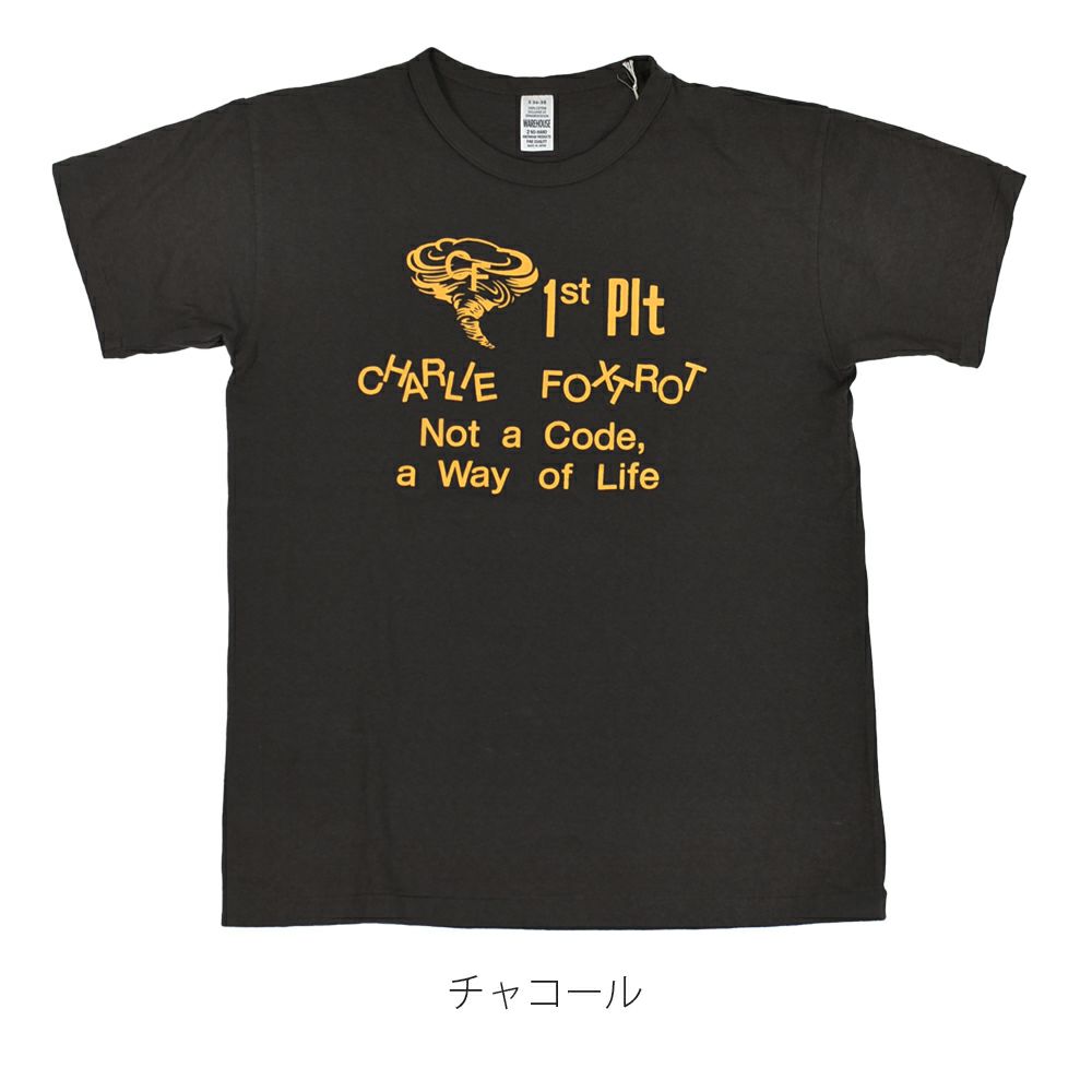 ウエアハウス (WAREHOUSE) Lot 4064 CF 1ST PLT 半袖プリントTシャツ セコハン 4064 チャコール