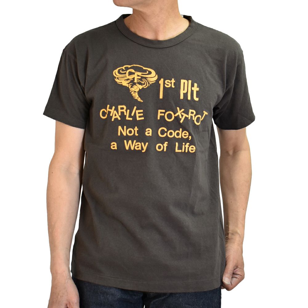 ウエアハウス (WAREHOUSE) Lot 4064 CF 1ST PLT 半袖プリントTシャツ セコハン 4064 チャコール