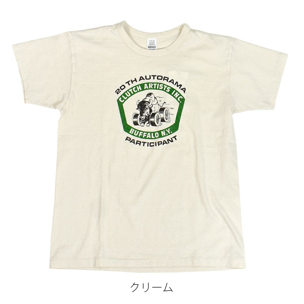 ウエアハウス (WAREHOUSE) Lot 4064 CLITCH ARTISTS 半袖プリントTシャツ セコハン 4064 クリーム