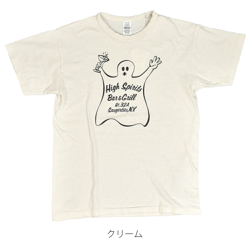 ウエアハウス (WAREHOUSE) Lot 4064 HIGH SPIRITS 半袖プリントTシャツ セコハン 4064 クリーム