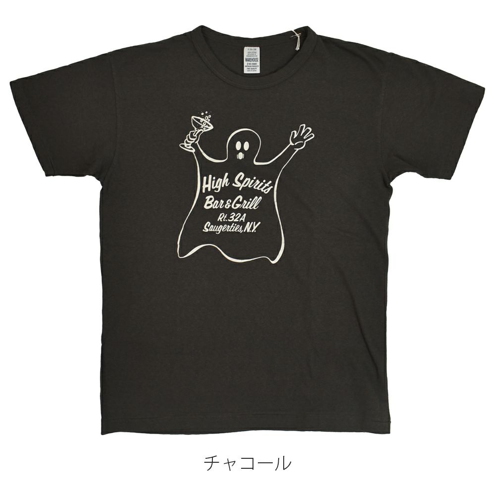 ウエアハウス (WAREHOUSE) Lot 4064 HIGH SPIRITS 半袖プリントTシャツ セコハン 4064 チャコール