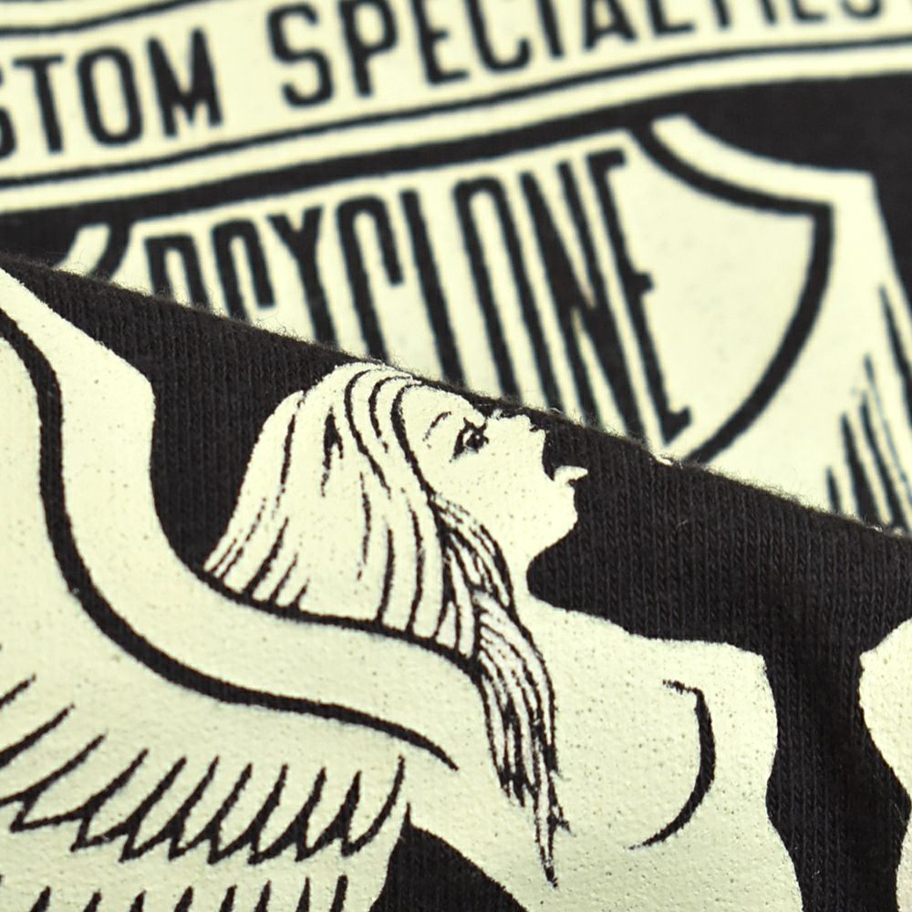 フリーホイーラーズ (FREEWHEELERS) -RISING FROM HELL- Vintage Style Light Weight Jersey BLACK / CHILI 半袖プリントTシャツ 2525011