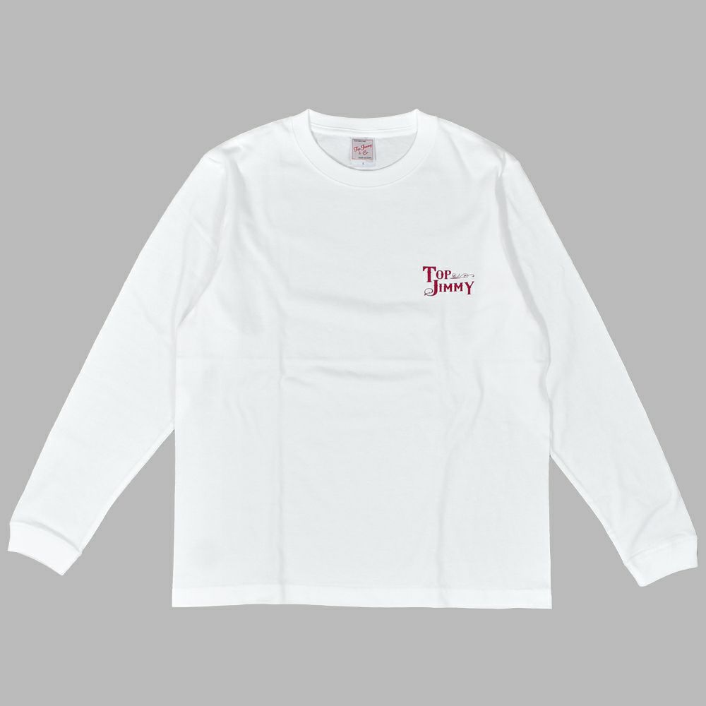 トップジミー (TOP JIMMY) TOP JIMMY LOGO LONG SLEEVE T-SHIRT 長袖ロゴTシャツ ショップオリジナル LST1 WHITE/RED