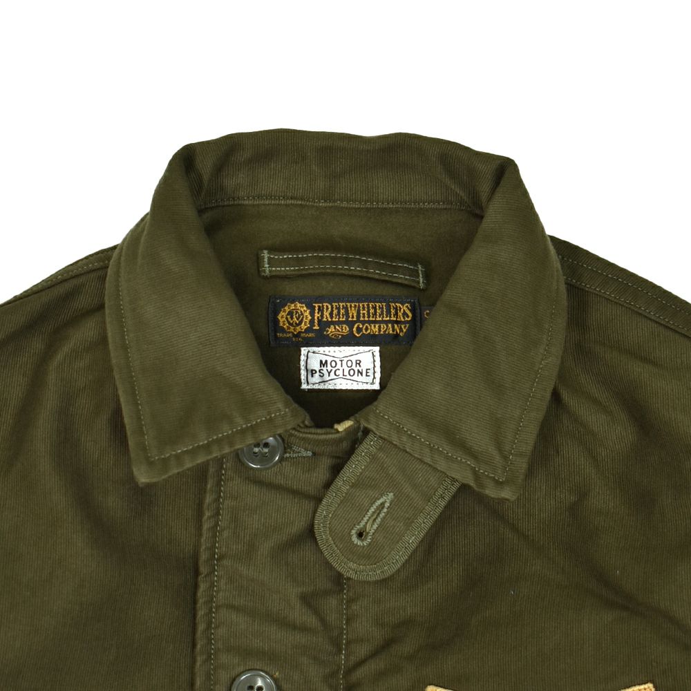 フリーホイーラーズ (FREEWHEELERS) -CHOP EM- DECK WOEKER JACKET 1940~1950s U.S.NAVY MILITARY & MOTOR CULTURE IMAGE COSTOM JACKET Original High Density Jungle Cloth DARK KHAKI GREEN デッキワークジャケット ミリタリージャケット ライトアウター カスタム 2521011