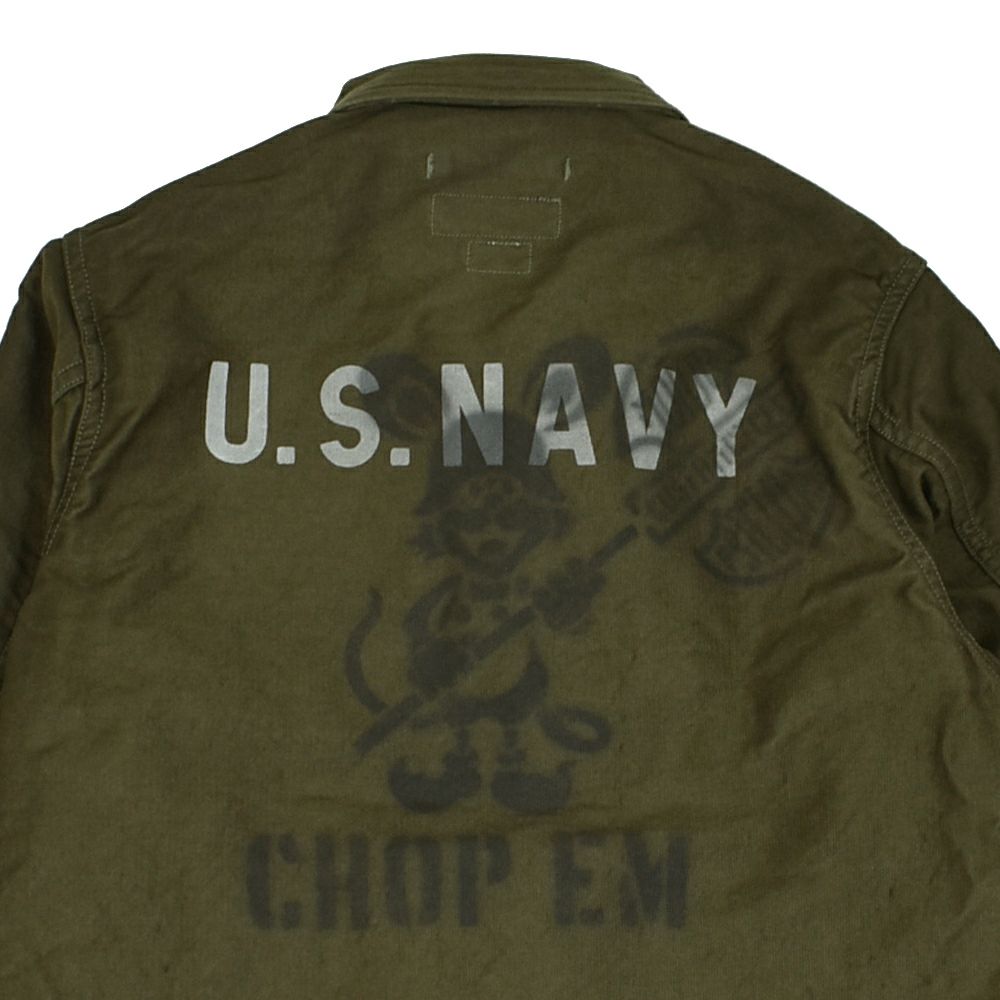 フリーホイーラーズ (FREEWHEELERS) -CHOP EM- DECK WOEKER JACKET 1940~1950s U.S.NAVY MILITARY & MOTOR CULTURE IMAGE COSTOM JACKET Original High Density Jungle Cloth DARK KHAKI GREEN デッキワークジャケット ミリタリージャケット ライトアウター カスタム 2521011