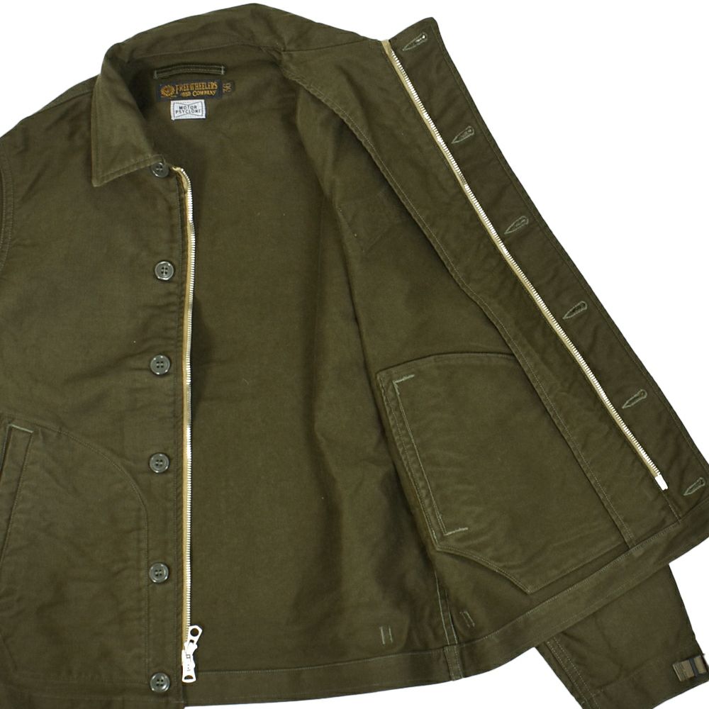 フリーホイーラーズ (FREEWHEELERS) -CHOP EM- DECK WOEKER JACKET 1940~1950s U.S.NAVY MILITARY & MOTOR CULTURE IMAGE COSTOM JACKET Original High Density Jungle Cloth DARK KHAKI GREEN デッキワークジャケット ミリタリージャケット ライトアウター カスタム 2521011