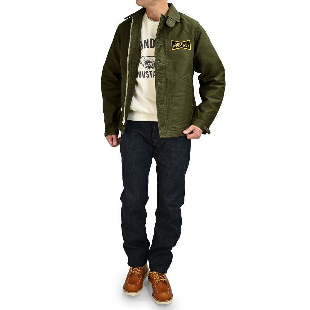 フリーホイーラーズ (FREEWHEELERS) -CHOP EM- DECK WOEKER JACKET 1940~1950s U.S.NAVY MILITARY & MOTOR CULTURE IMAGE COSTOM JACKET Original High Density Jungle Cloth DARK KHAKI GREEN デッキワークジャケット ミリタリージャケット ライトアウター カスタム 2521011
