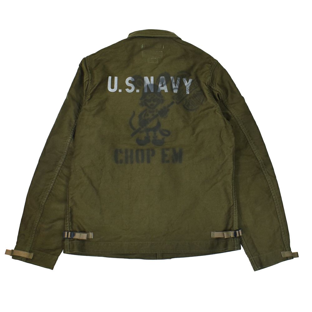 フリーホイーラーズ (FREEWHEELERS) -CHOP EM- DECK WOEKER JACKET 1940~1950s U.S.NAVY MILITARY & MOTOR CULTURE IMAGE COSTOM JACKET Original High Density Jungle Cloth DARK KHAKI GREEN デッキワークジャケット ミリタリージャケット ライトアウター カスタム 2521011 DARK KHAKI GREEN