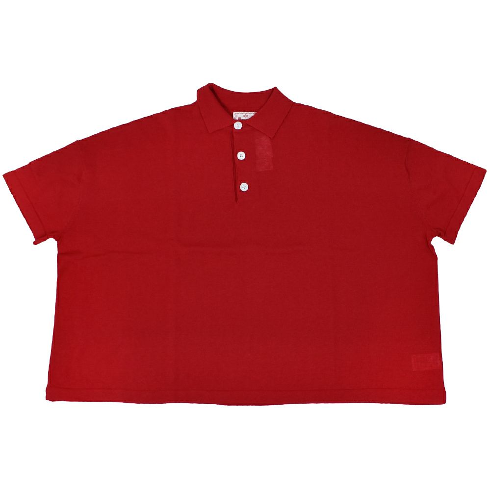 マオメイド (MAOMADE) ワイドが気分 ポロニット 半袖ポロシャツ 521106 55.身生地:レッド×ボタン:シロ