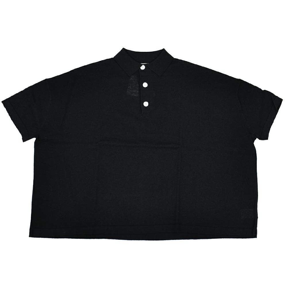 マオメイド (MAOMADE) ワイドが気分 ポロニット 半袖ポロシャツ 521106 99.身生地:ブラック×ボタン:シロ