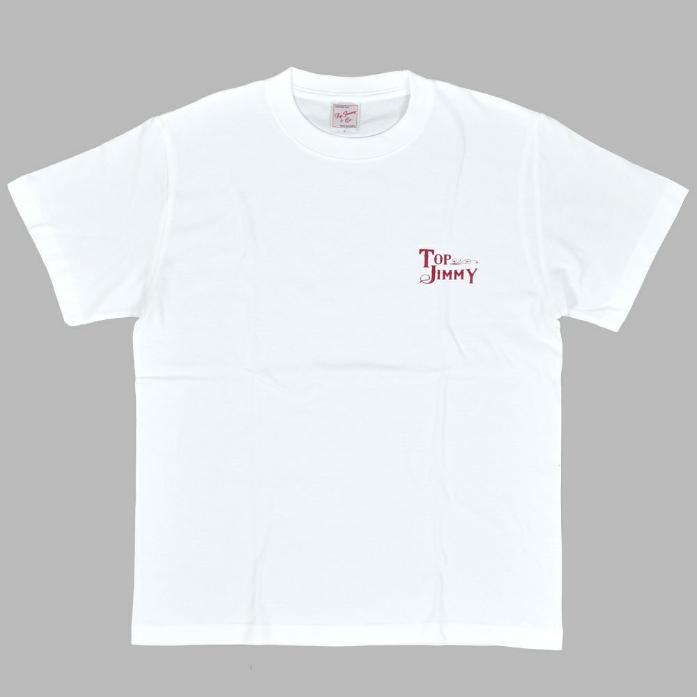 トップジミー (TOP JIMMY) TOP JIMMY LOGO SHORT SLEEVE T-SHIRT 半袖ロゴTシャツ ショップオリジナル SST1 WHITE/RED