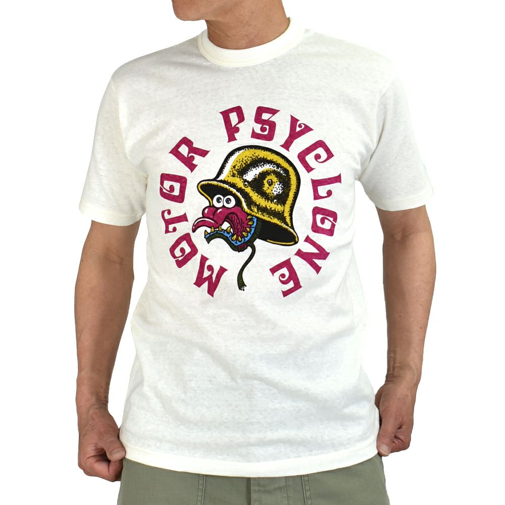 フリーホイーラーズ(FREEWHEELERS)-HELMET LAWS SUCK- Vintage Style Light Weight Jersey OFF-WHITE 半袖プリントTシャツ 2525013
