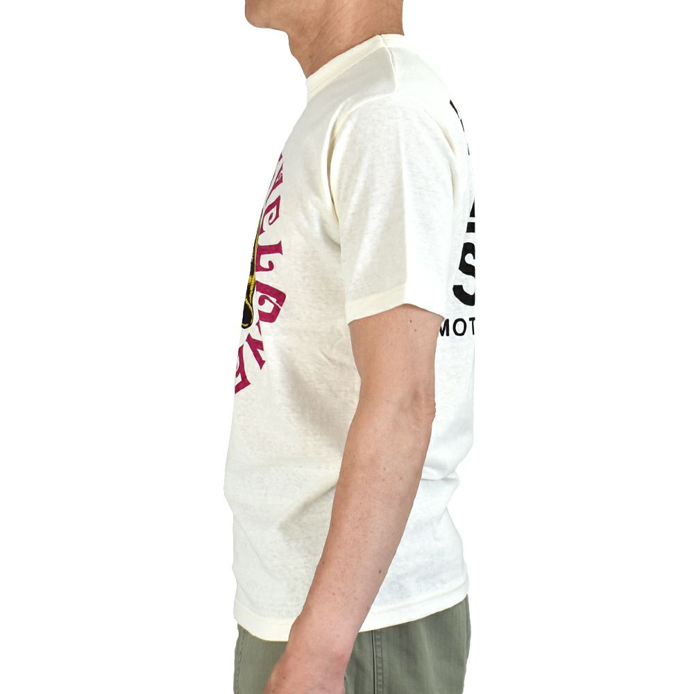 フリーホイーラーズ (FREEWHEELERS) -HELMET LAWS SUCK- Vintage Style Light Weight Jersey OFF-WHITE 半袖プリントTシャツ 2525013