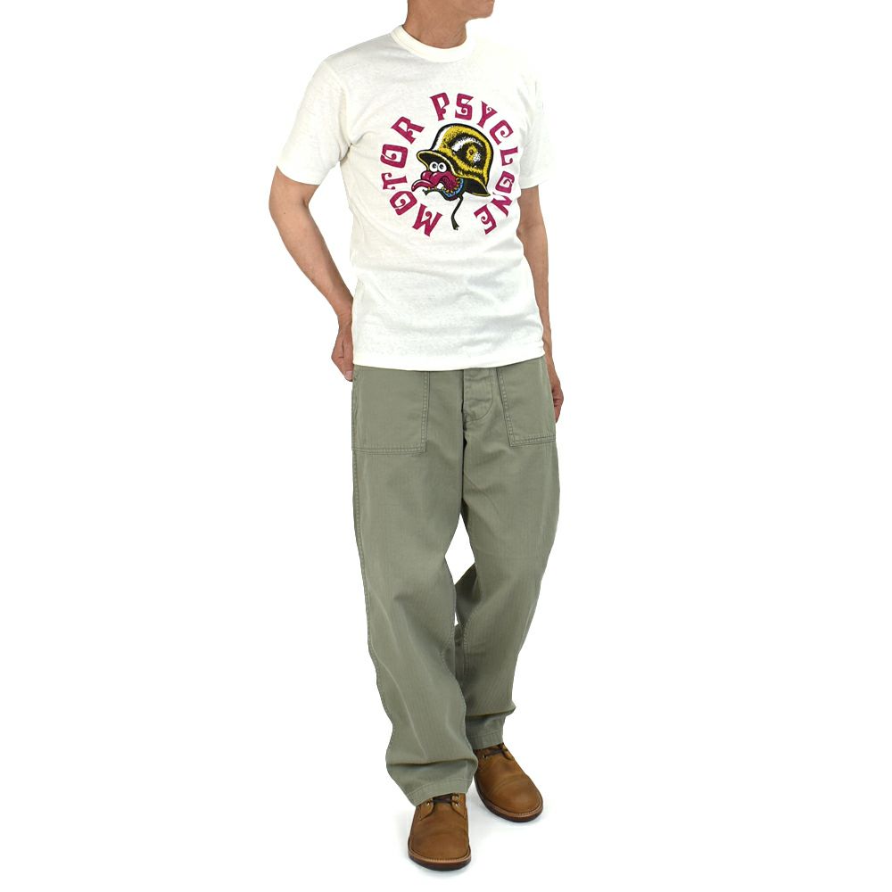 フリーホイーラーズ (FREEWHEELERS) -HELMET LAWS SUCK- Vintage Style Light Weight Jersey OFF-WHITE 半袖プリントTシャツ 2525013