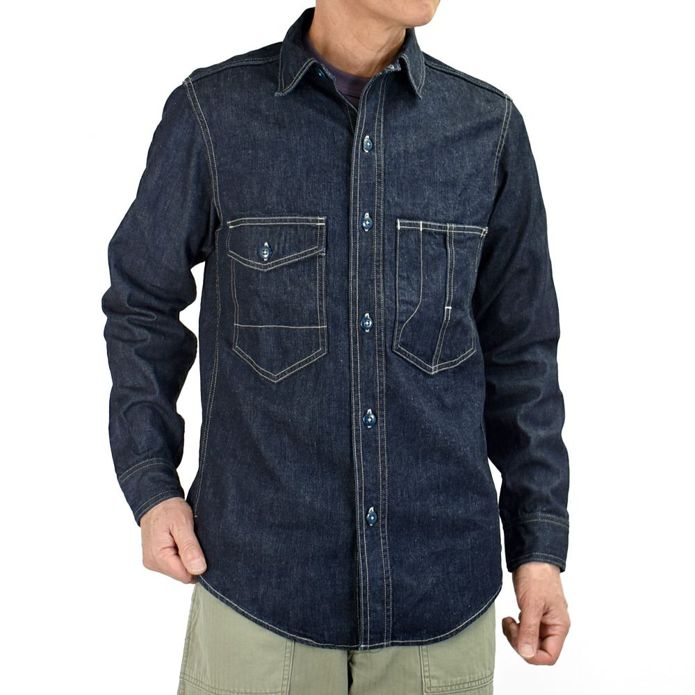 フリーホイーラーズ (FREEWHEELERS) -Blystone- MECHANIC SHIRT 1930s~ STYLE WORK CLOTHING Vintage Style 8oz Indigo Denim 長袖デニムシャツ ワークシャツ メカニックシャツ 2523002