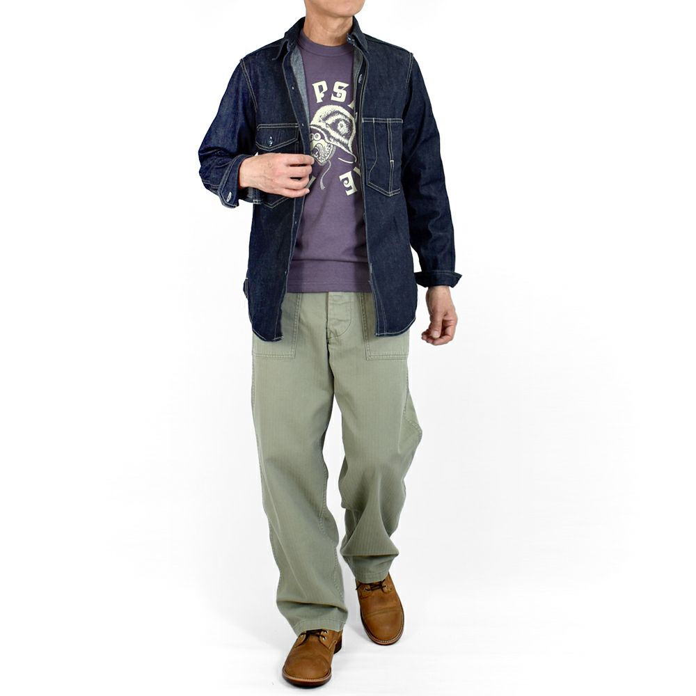 フリーホイーラーズ (FREEWHEELERS) -Blystone- MECHANIC SHIRT 1930s~ STYLE WORK CLOTHING Vintage Style 8oz Indigo Denim 長袖デニムシャツ ワークシャツ メカニックシャツ 2523002