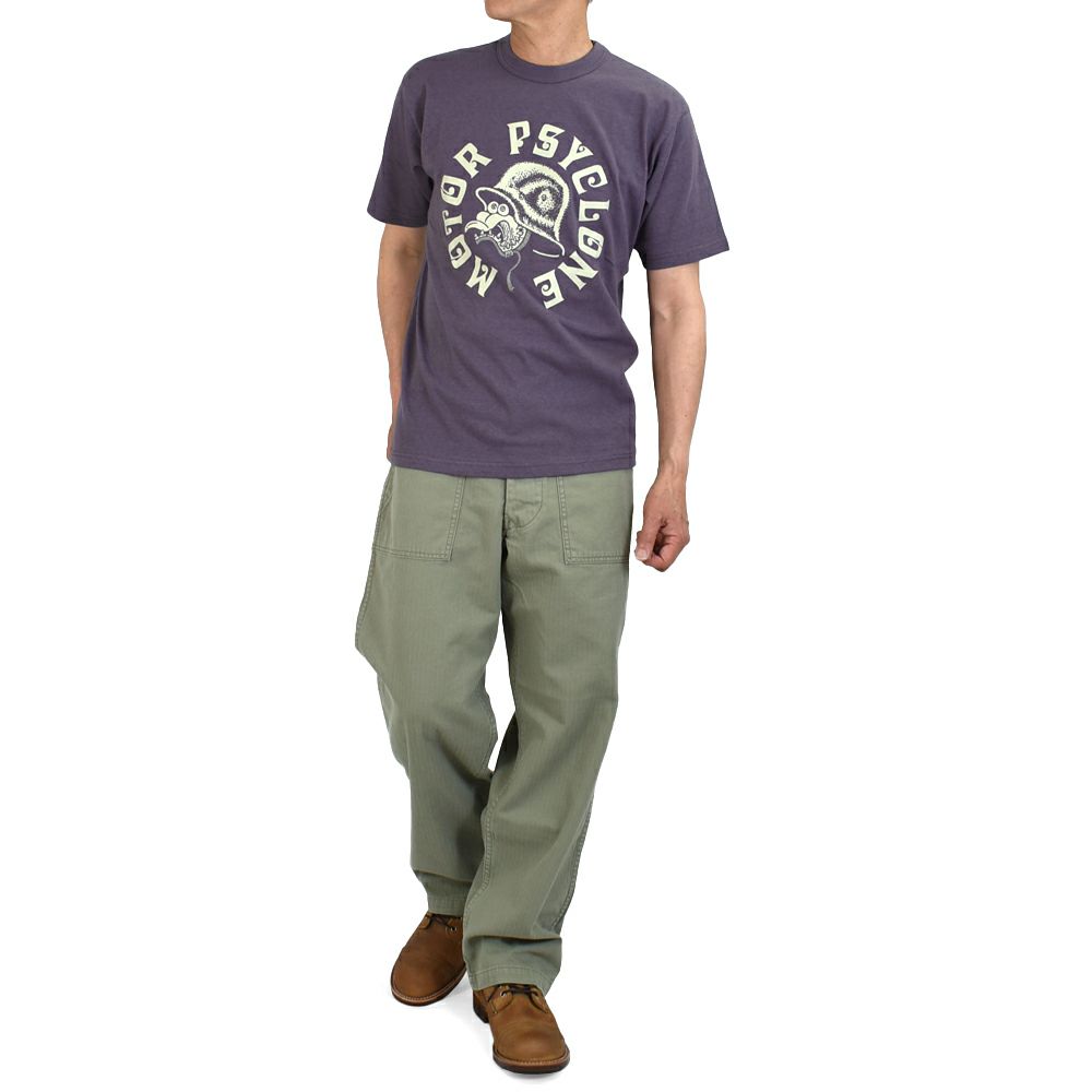 フリーホイーラーズ (FREEWHEELERS) -HELMET LAWS SUCK- Vintage Style Light Weight Jersey WASTED NAVY 半袖プリントTシャツ 2525014