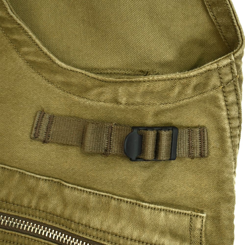フリーホイーラーズ (FREEWHEELERS) -SPEED ENGINEER- SLEEVELESS COAT Vintage Style Sulfide Dyed Military Moleskin KHAKI コットンベスト エンジニアリングベスト 2521008