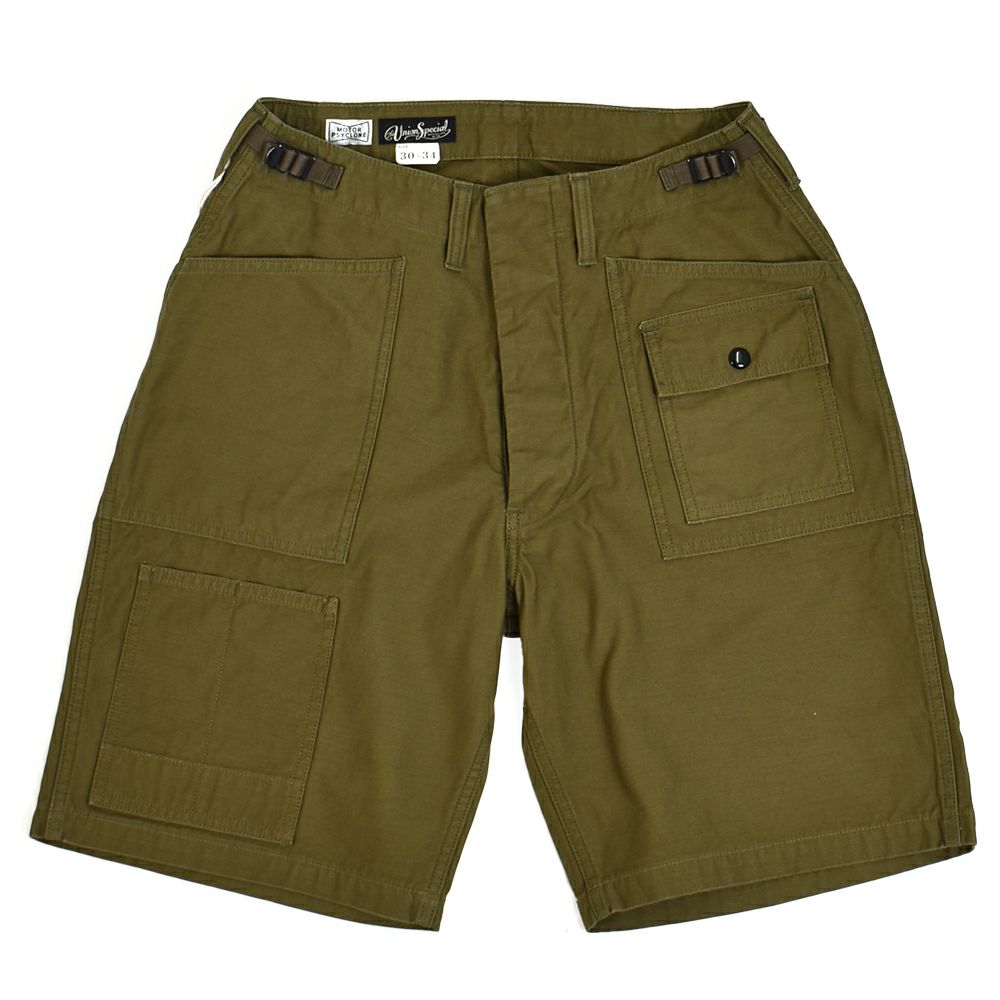 フリーホイーラーズ (FREEWHEELERS) -GRUNTS- CUT-LENGTH TROUSERS 1960s~ 70s STYLE WORK CLOTHING Vintage Style Back Satin OLIVE / BLACK ショーツ ショートパンツ 2522013 OLIVE