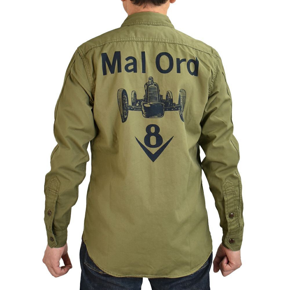 フリーホイーラーズ (FREEWHEELERS) -Mal Ord- Blystone MECHANIC SHIRT 1930s~ STYLE WORK CLOTHING Vintage Style Military Weather LIGHT KHAKI OLIVE メカニックシャツ 長袖プリントシャツ 2523004