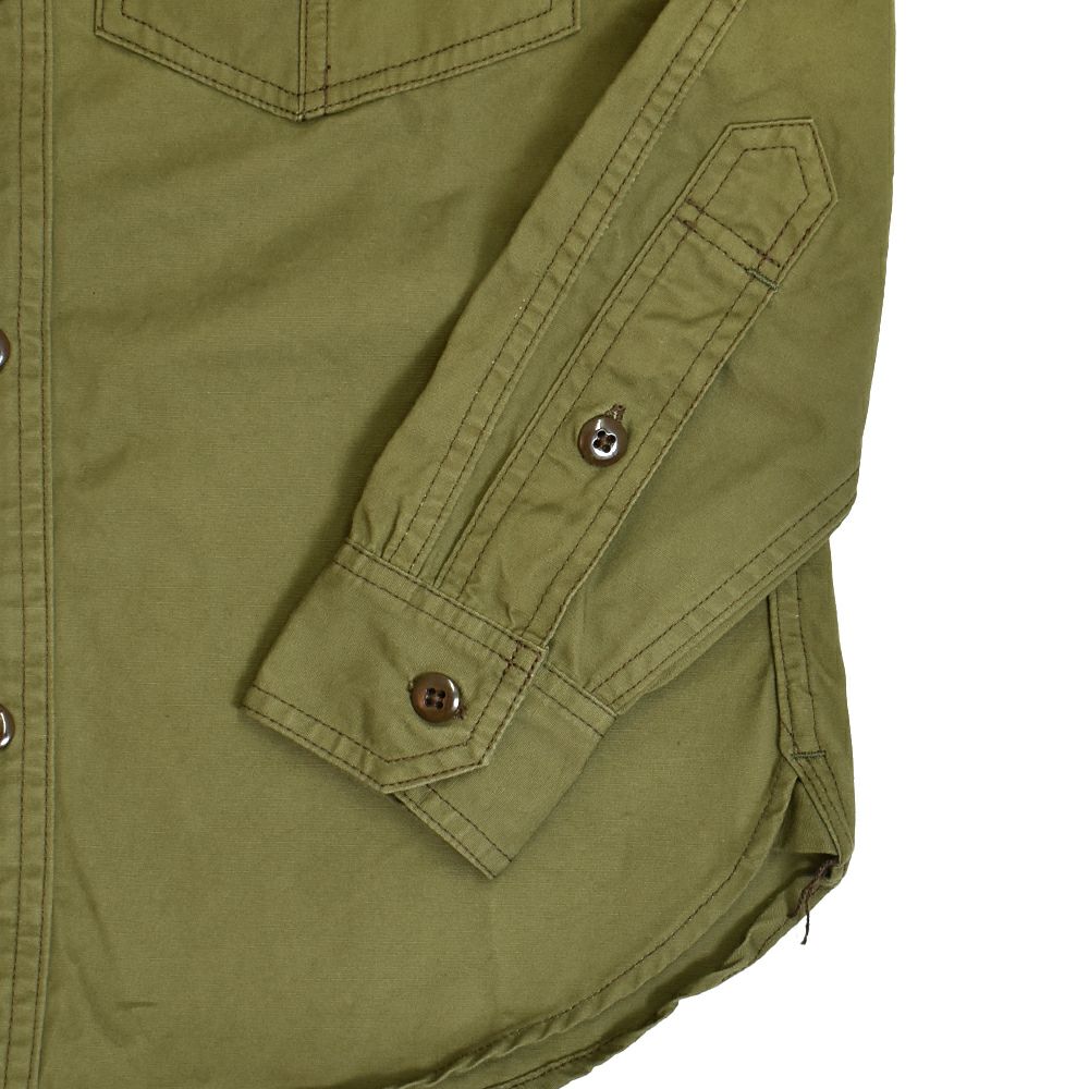 フリーホイーラーズ (FREEWHEELERS) -Mal Ord- Blystone MECHANIC SHIRT 1930s~ STYLE WORK CLOTHING Vintage Style Military Weather LIGHT KHAKI OLIVE メカニックシャツ 長袖プリントシャツ 2523004