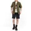 フリーホイーラーズ (FREEWHEELERS) -BUCKET HEAD- Brucie SHORT SLEEVE SHIRT 1960s~ STYLE WORK SHIRT Vintage Style Hard Twist Yarn Higt Density Gabardine DARK OLIVE メカニックシャツ 半袖プリントシャツ ワークシャツ 2523008
