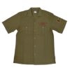 フリーホイーラーズ (FREEWHEELERS) -BUCKET HEAD- Brucie SHORT SLEEVE SHIRT 1960s~ STYLE WORK SHIRT Vintage Style Hard Twist Yarn Higt Density Gabardine DARK OLIVE メカニックシャツ 半袖プリントシャツ ワークシャツ 2523008 DARK OLIVE