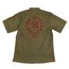 フリーホイーラーズ (FREEWHEELERS) -BUCKET HEAD- Brucie SHORT SLEEVE SHIRT 1960s~ STYLE WORK SHIRT Vintage Style Hard Twist Yarn Higt Density Gabardine DARK OLIVE メカニックシャツ 半袖プリントシャツ ワークシャツ 2523008 DARK OLIVE