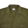 フリーホイーラーズ (FREEWHEELERS) -Brucie- OPEN-COLLARED SHORT SLEEVE SHIRT 1960s~ STYLE WORK SHIRT Vintage Style Hard Twist Yarn Higt Density Gabardine DARK OLIVE メカニックシャツ 半袖シャツ ワークシャツ 2523007