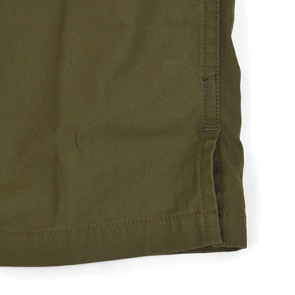 フリーホイーラーズ (FREEWHEELERS) -Brucie- OPEN-COLLARED SHORT SLEEVE SHIRT 1960s~ STYLE WORK SHIRT Vintage Style Hard Twist Yarn Higt Density Gabardine DARK OLIVE メカニックシャツ 半袖シャツ ワークシャツ 2523007