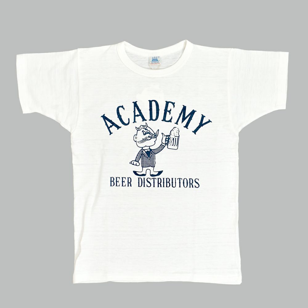 JOHN GLUCKOW (ジョングラッコー) Lot JG-CS06 Academy Beer Distributors T 半袖プリントTシャツ オフ