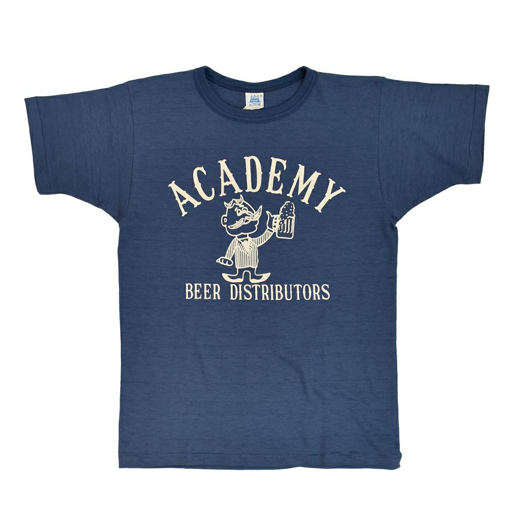 JOHN GLUCKOW (ジョングラッコー) Lot JG-CS06 Academy Beer Distributors T 半袖プリントTシャツ フェードブルー