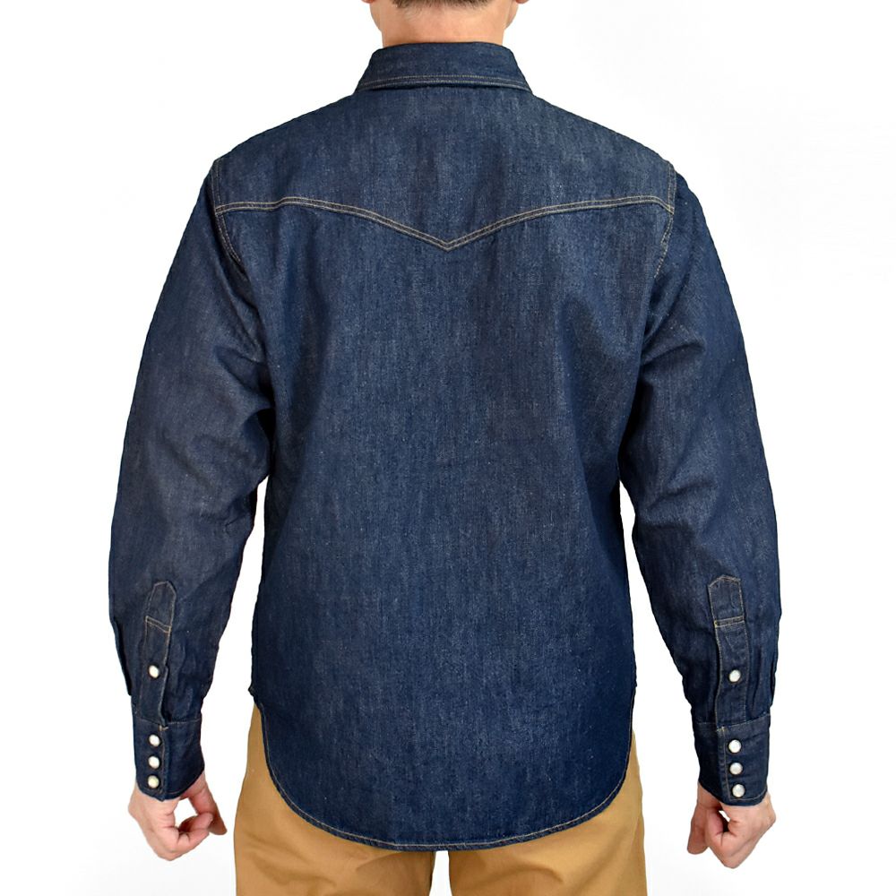 デラックスウエア (DELUXEWARE) SADDLE MASTER 長袖シャツ ウエスタンデニムシャツ リネンデニム 7500