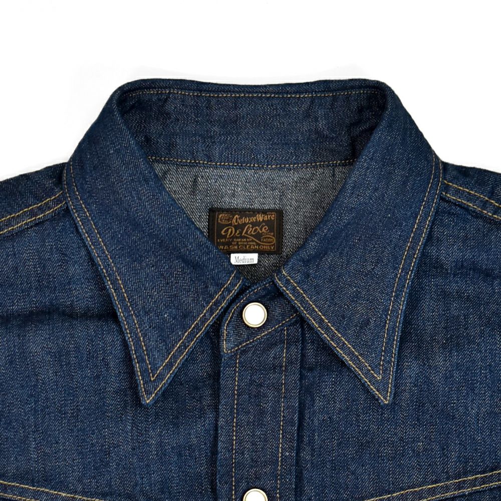 デラックスウエア (DELUXEWARE) SADDLE MASTER 長袖シャツ ウエスタンデニムシャツ リネンデニム 7500