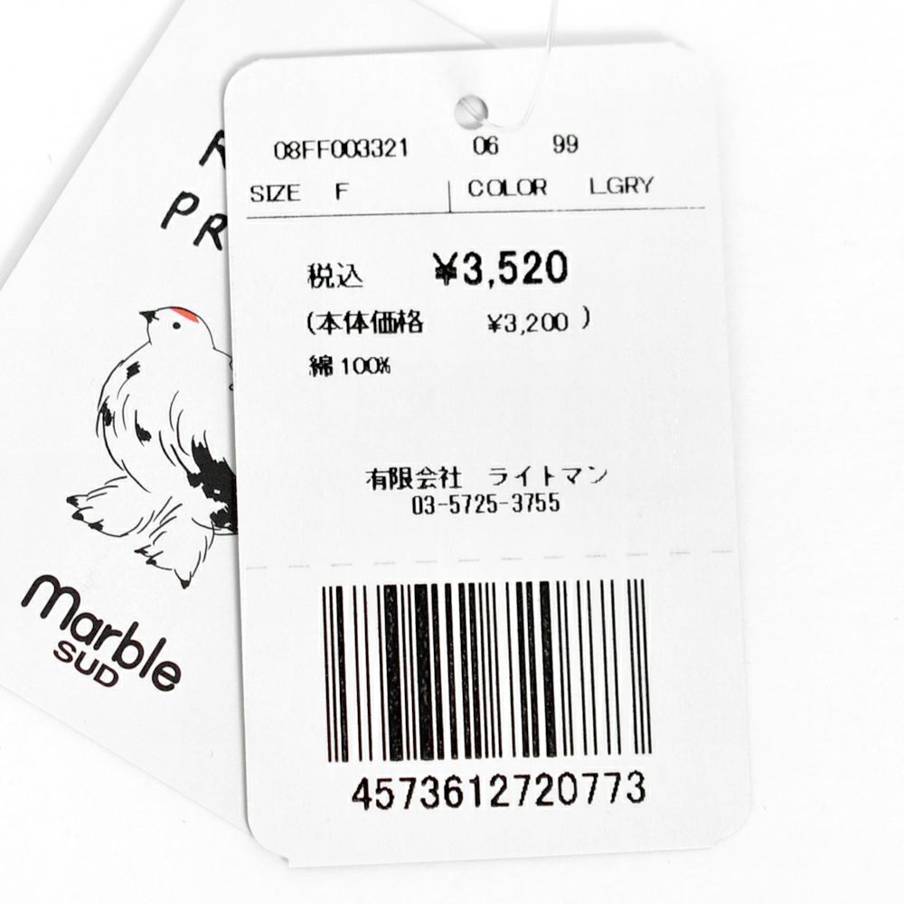 マーブルシュッド (marble SUD) LOTS raicho トートバッグ エコバッグ ライチョウ保護スクラムプロジェクト 長野県 08FF003321