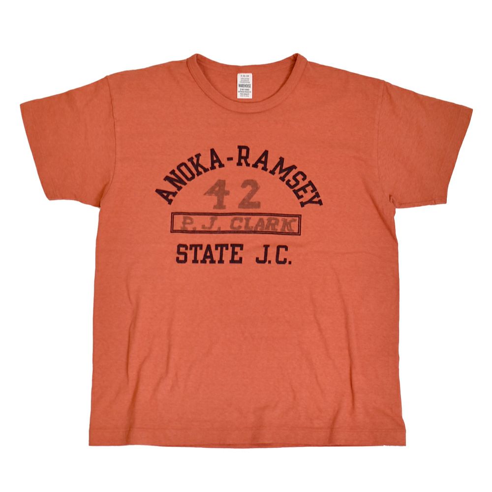 ウエアハウス (WAREHOUSE) Lot 4064 ANOKA-RAMSEY 半袖プリントTシャツ セコハン 4064 レッド