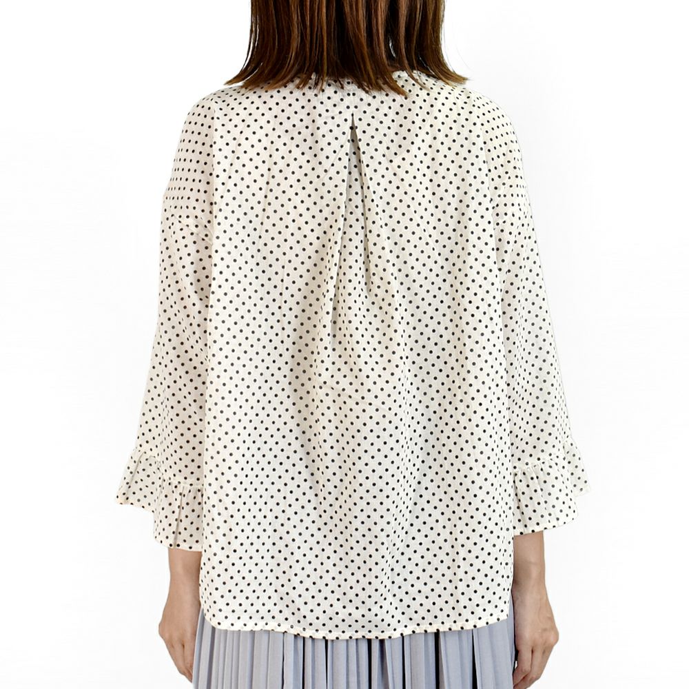 ポンデシャロン (PONT DE CHALONS) ドットptアシメフリルブラウス ドット柄シャツ 22551011