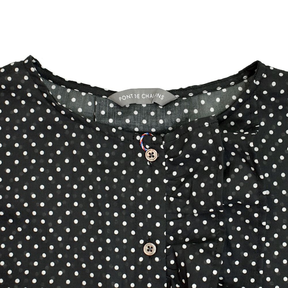 ポンデシャロン (PONT DE CHALONS) ドットptアシメフリルブラウス ドット柄シャツ 22551011